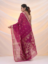 Load image into Gallery viewer, Pink Silk Cotton Jamdani Saree With Woven Designs
