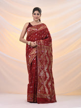 Load image into Gallery viewer, Red Silk Cotton Jamdani Saree With Woven Designs
