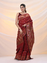 Load image into Gallery viewer, Red Silk Cotton Jamdani Saree With Woven Designs
