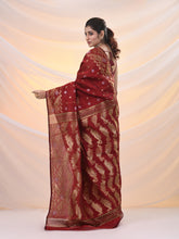 Load image into Gallery viewer, Red Silk Cotton Jamdani Saree With Woven Designs
