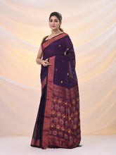 Load image into Gallery viewer, Purple Linen Handwoven Saree With Zari Borders
