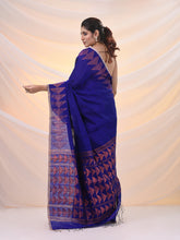 Load image into Gallery viewer, Blue Matka Soft Saree With Geometric Borders
