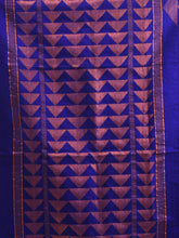 Load image into Gallery viewer, Blue Matka Soft Saree With Geometric Borders
