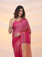 Load image into Gallery viewer, Pink Tissue Soft Saree With Zari Borders
