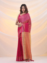 Load image into Gallery viewer, Pink Tissue Soft Saree With Zari Borders

