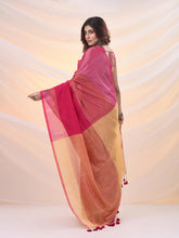 Load image into Gallery viewer, Pink Tissue Soft Saree With Zari Borders
