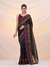 Load image into Gallery viewer, Forest Green Pure Cotton Tant Saree With Woven Designs
