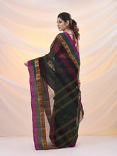 Load image into Gallery viewer, Forest Green Pure Cotton Tant Saree With Woven Designs
