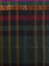 Load image into Gallery viewer, Forest Green Pure Cotton Tant Saree With Woven Designs
