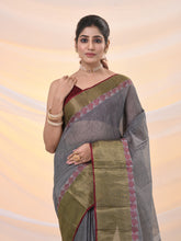 Load image into Gallery viewer, Grey Pure Cotton Tant Saree With Woven Designs
