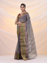 Load image into Gallery viewer, Grey Pure Cotton Tant Saree With Woven Designs
