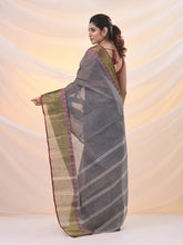 Load image into Gallery viewer, Grey Pure Cotton Tant Saree With Woven Designs
