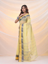 Load image into Gallery viewer, Yellow Pure Cotton Tant Saree With Woven Designs
