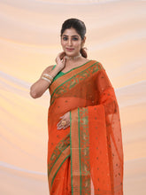 Load image into Gallery viewer, Orange Pure Cotton Tant Saree With Woven Designs
