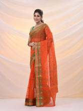 Load image into Gallery viewer, Orange Pure Cotton Tant Saree With Woven Designs

