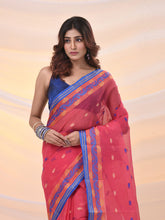 Load image into Gallery viewer, Punch Pink Pure Cotton Tant Saree With Woven Designs
