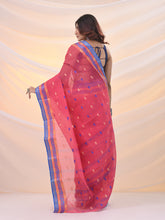 Load image into Gallery viewer, Punch Pink Pure Cotton Tant Saree With Woven Designs
