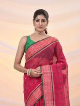 Load image into Gallery viewer, Fuchsia Pure Cotton Tant Saree With Woven Designs
