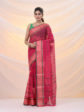 Load image into Gallery viewer, Fuchsia Pure Cotton Tant Saree With Woven Designs
