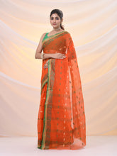 Load image into Gallery viewer, Orange Pure Cotton Tant Saree With Woven Designs
