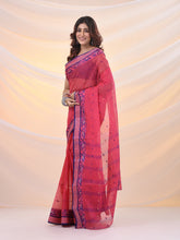 Load image into Gallery viewer, Punch Pink Pure Cotton Tant Saree With Woven Designs
