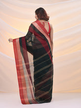Load image into Gallery viewer, Emerald Green Pure Cotton Tant Saree With Temple Border

