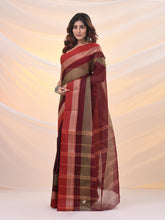 Load image into Gallery viewer, Maroon Pure Cotton Tant Saree With Temple Border

