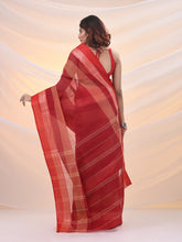 Load image into Gallery viewer, Red Pure Cotton Tant Saree With Temple Border

