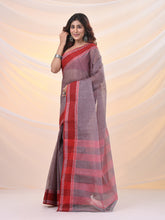 Load image into Gallery viewer, Grey Pure Cotton Tant Saree With Woven Designs
