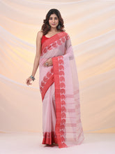 Load image into Gallery viewer, White And Red Pure Cotton Tant Saree With Woven Designs

