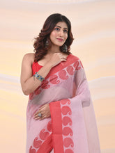 Load image into Gallery viewer, White And Red Pure Cotton Tant Saree With Woven Designs
