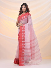 Load image into Gallery viewer, White And Red Pure Cotton Tant Saree With Woven Designs

