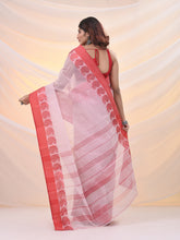 Load image into Gallery viewer, White And Red Pure Cotton Tant Saree With Woven Designs
