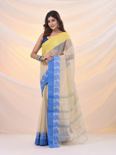Load image into Gallery viewer, Cream Pure Cotton Tant Saree With Woven Designs
