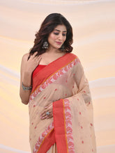 Load image into Gallery viewer, Beige Pure Cotton Tant Saree With Woven Designs
