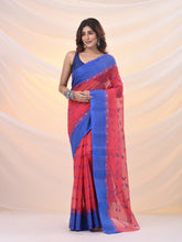 Load image into Gallery viewer, Crimson Red Pure Cotton Tant Saree With Woven Designs
