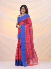 Load image into Gallery viewer, Crimson Red Pure Cotton Tant Saree With Woven Designs
