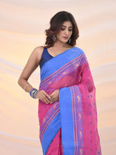Load image into Gallery viewer, Bubbegum Pink Pure Cotton Tant Saree With Woven Designs
