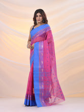 Load image into Gallery viewer, Bubbegum Pink Pure Cotton Tant Saree With Woven Designs
