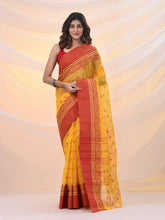 Load image into Gallery viewer, Yellow Pure Cotton Tant Saree With Woven Designs
