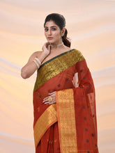 Load image into Gallery viewer, Brick Red Pure Cotton Tant Saree With Zari Border
