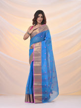 Load image into Gallery viewer, Sky Blue Pure Cotton Tant Saree With Zari Border
