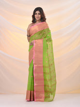 Load image into Gallery viewer, Parrot Green Pure Cotton Tant Saree With Zari Border
