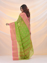 Load image into Gallery viewer, Parrot Green Pure Cotton Tant Saree With Zari Border
