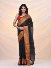 Load image into Gallery viewer, Dark Green Pure Cotton Tant Saree With Zari Border
