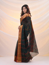 Load image into Gallery viewer, Dark Green Pure Cotton Tant Saree With Zari Border
