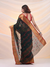 Load image into Gallery viewer, Dark Green Pure Cotton Tant Saree With Zari Border
