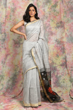 Load image into Gallery viewer, Smoke Grey Sequin Handloom With Black Resham Designed Pallu
