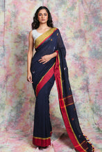 Load image into Gallery viewer, Denim Blue Cotton Handloom With Buti And Dual Border
