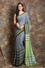 Load image into Gallery viewer, Grey Begampuri Pure Cotton Saree With Skirt Border
